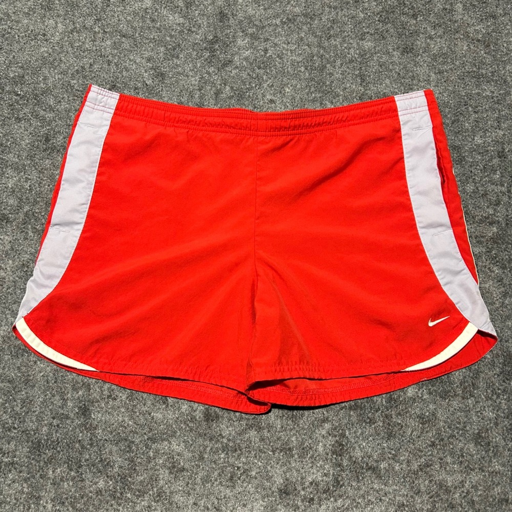 Nike Red Grey Dri-FIT Running Shorts Athletic Gym Retro Size Large